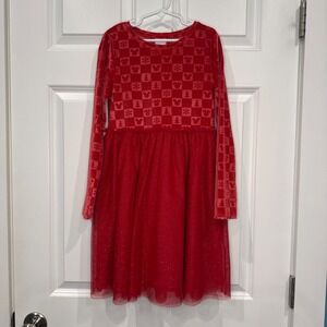 Disney Jumping Beans Girls Red‎ Velvet Mickey Mouse Tulle Holiday Dress Size 8
